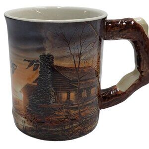 Wild Wings Terry Redlin Golden Retreat Cabin Sculpted Mug 2014 16 oz